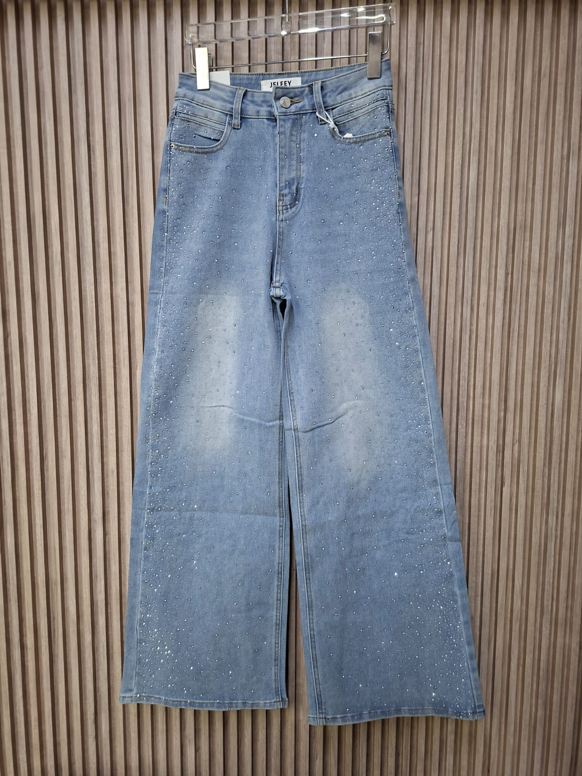 Pantalon D9002 Denim Mezclilla Clara Talla 5-15 Semi Deslavado Con Brillos Para Petit y Curvy Casual Elegante Para El Dia A Dia Moda Femenina Tendencia Viral