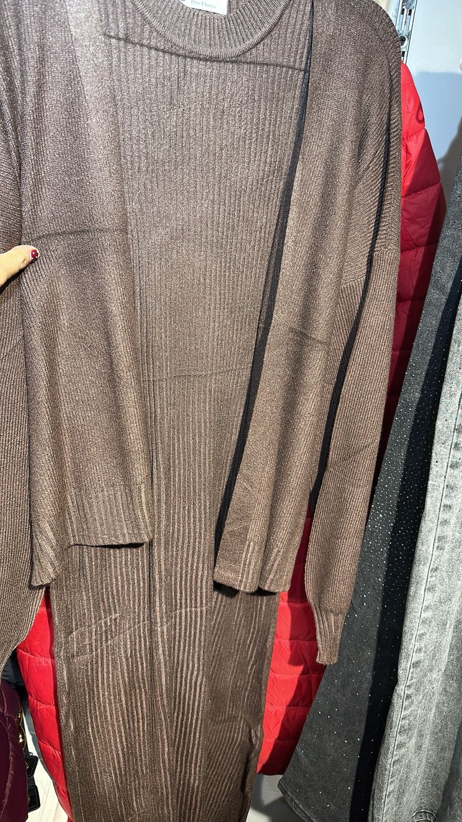 Vestido Mari Tejido Unitalla con Suéter Cárdigan Petit Curvy Moda Femenina Mexicana Para el Día Dia