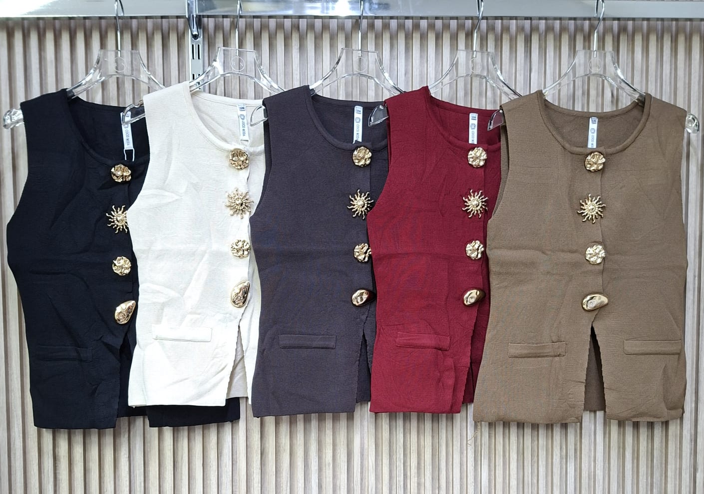 Chaleco FF-12551 Tejido Escarlata. Elegante, Combinable, Clasico, Casual, Femenino