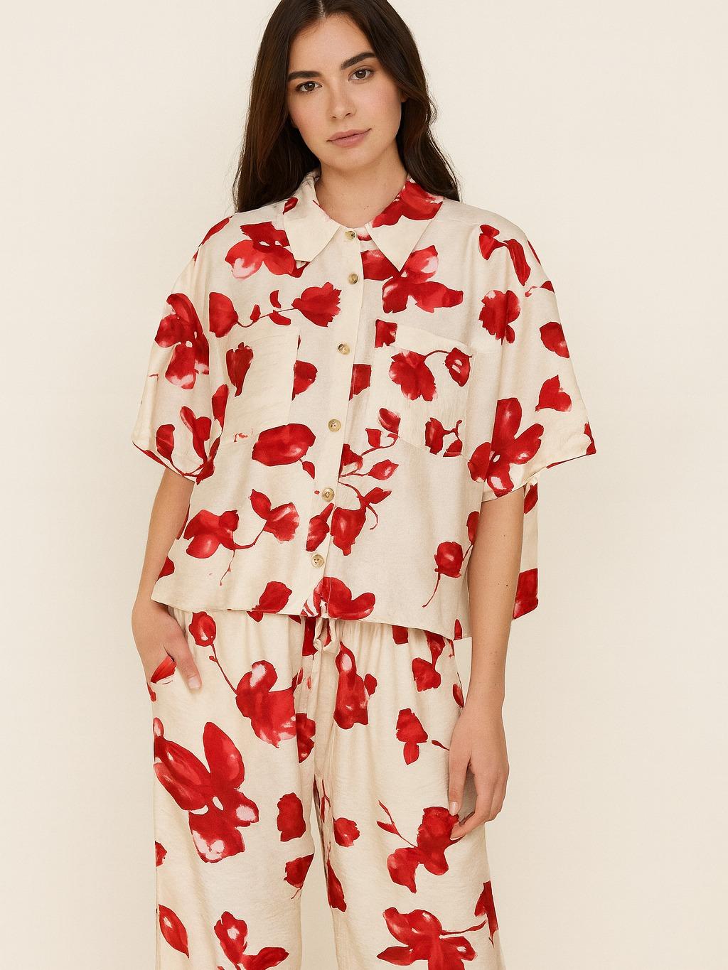 Set Claudia 0007 2pzs Camisa Con Pantalon Unitalla Ideal Para el dia a dia ocasiones al aire libre