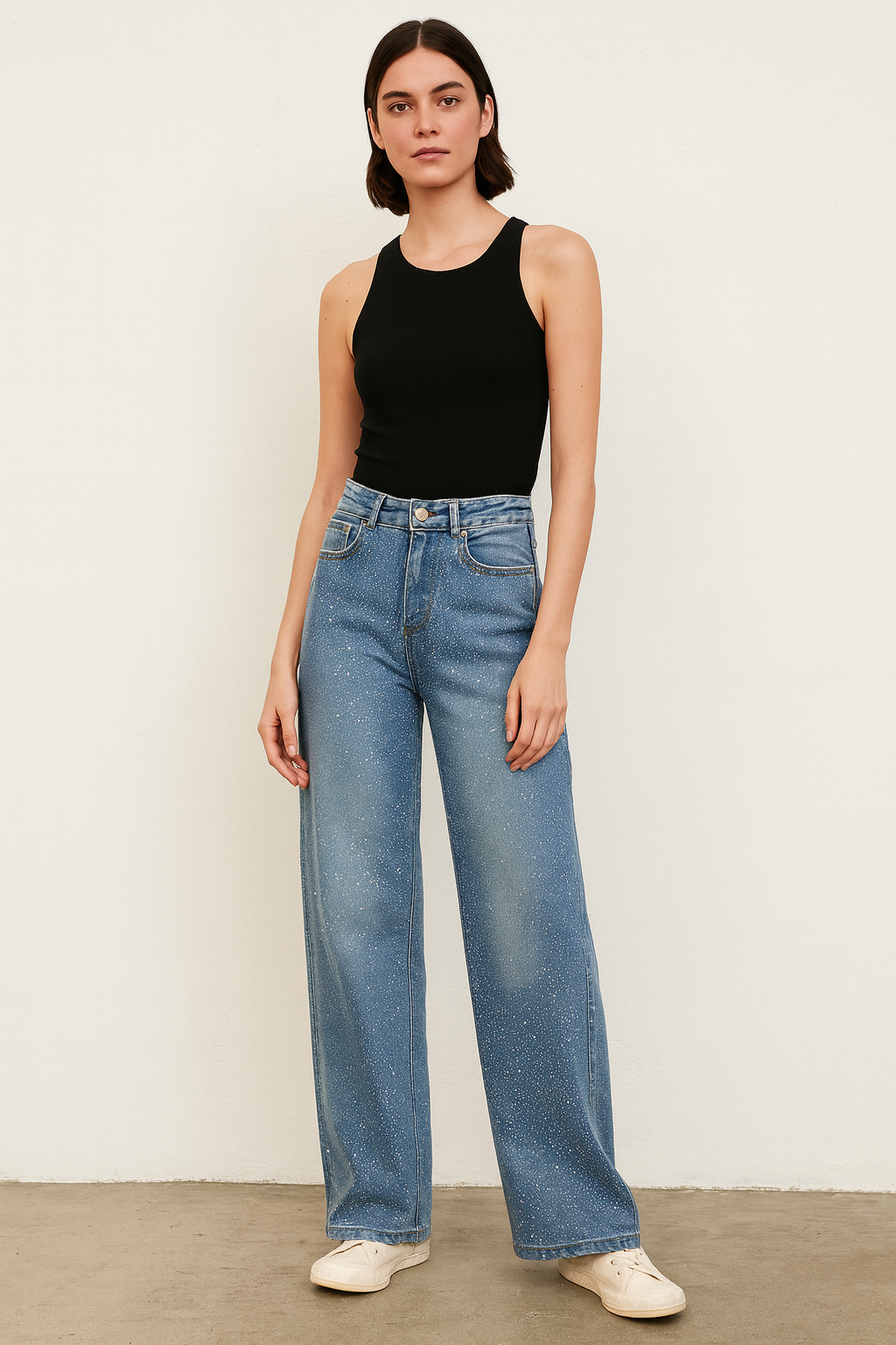 Pantalon Z4006 Denim Con Brillos Enfrente Mezclilla Clara Talla 5-15 Ideal Para Usar Del Diario Para Petit y Curvy Moda Femenina Tendencia Viral Casual Elegante