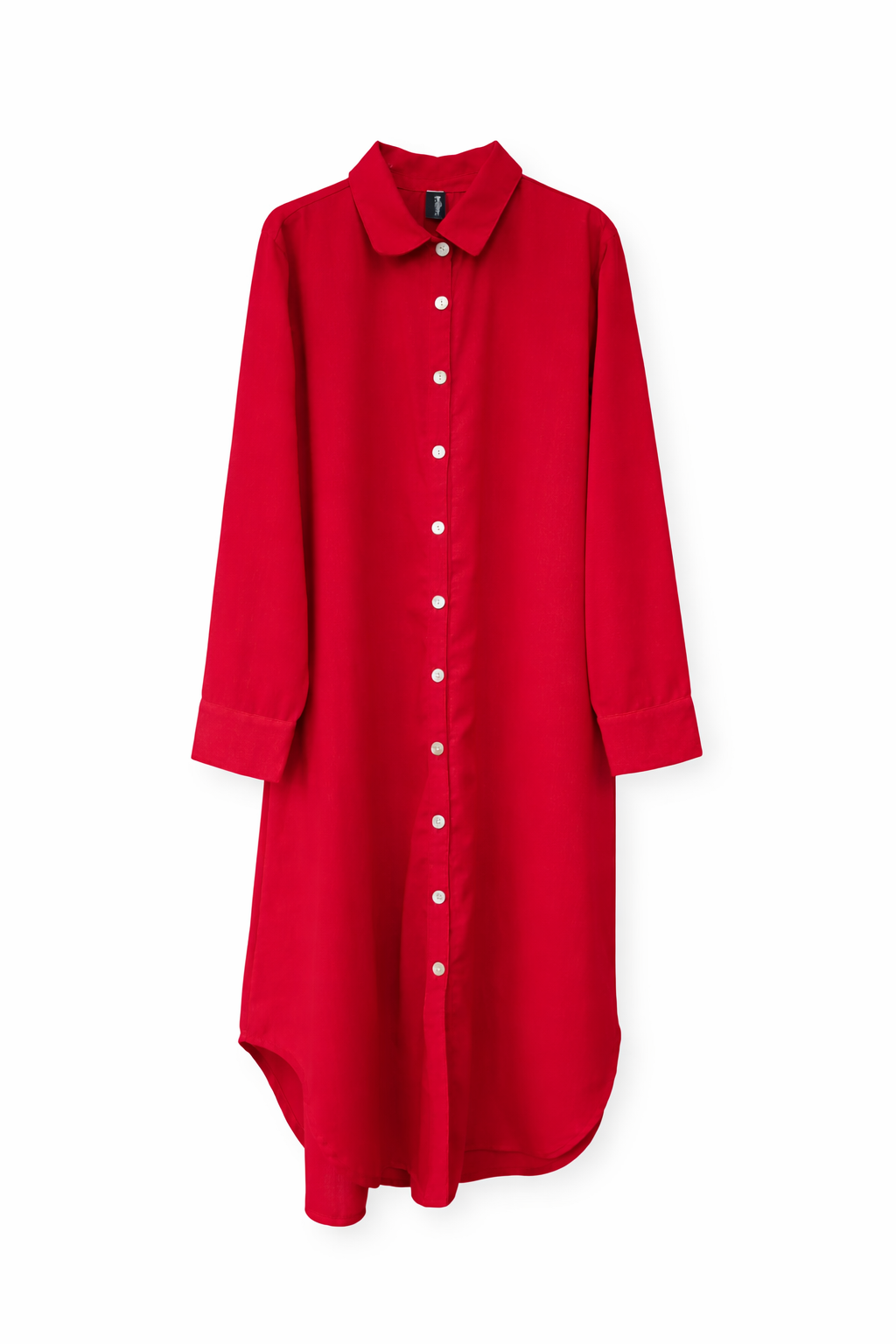 Vestido Camisero De Lino Manga Larga.