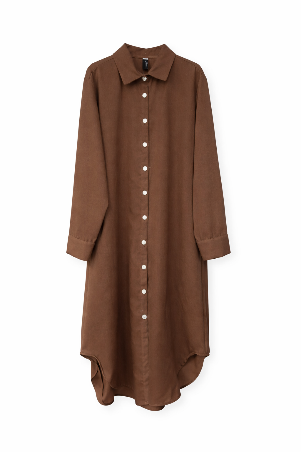 Vestido Camisero De Lino Manga Larga.