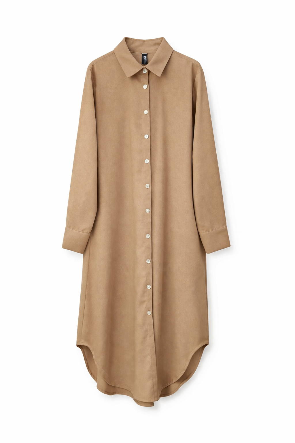 Vestido Camisero De Lino Manga Larga.