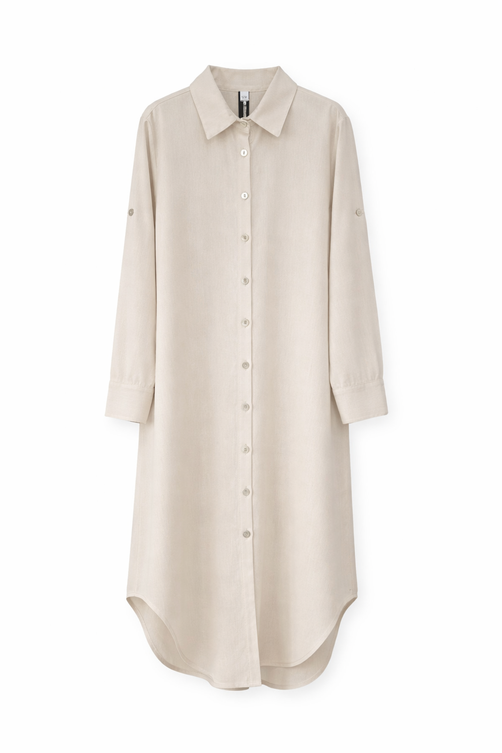 Vestido Camisero De Lino Manga Larga.