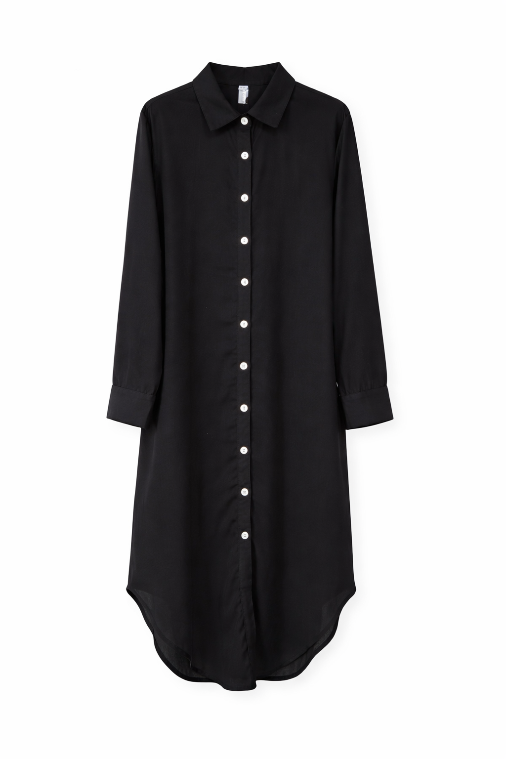 Vestido Camisero De Lino Manga Larga.