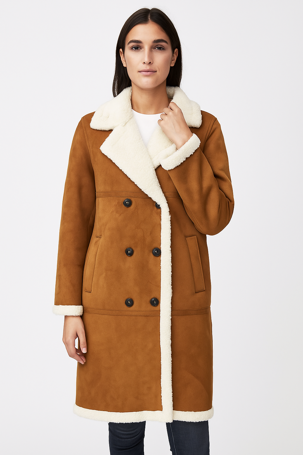 Abrigo Bore Talla S M G y XL Para Petit Curvy Ideal Para Invierno Abrigo Largo Con Botones Aborregado Con Bolsas Funcionales Viral Moda Mexicana Tendencia Casual Elegante Para El Dia Dia