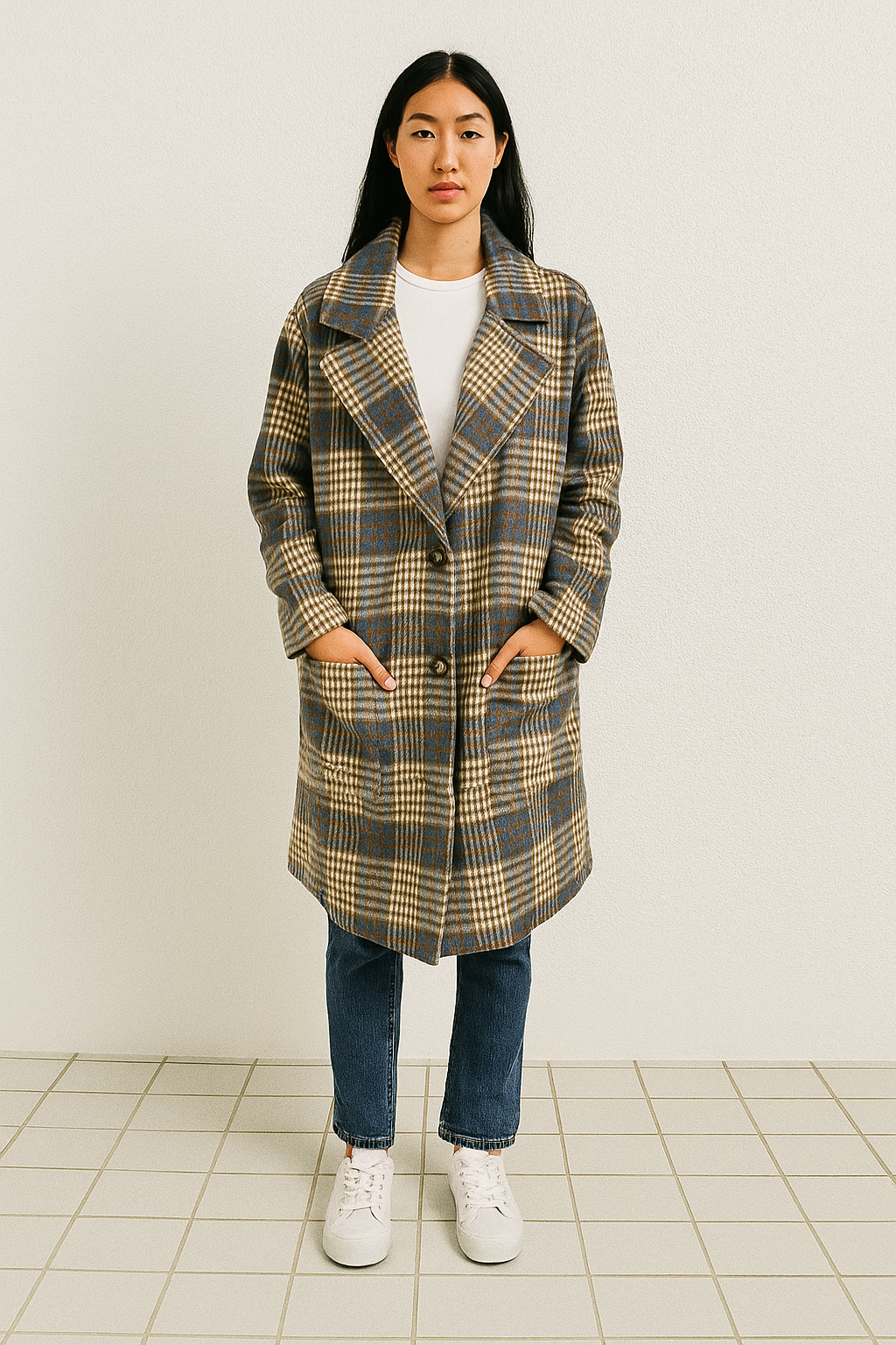 Abrigo Dinamarca  JK1057Q Talla S M G y XL Para Petit Curvy Ideal Para Invierno Largo Con Botones Aborregado Con Bolsas Funcionales Viral Moda Mexicana Tendencia Casual Elegante Para El Dia Dia