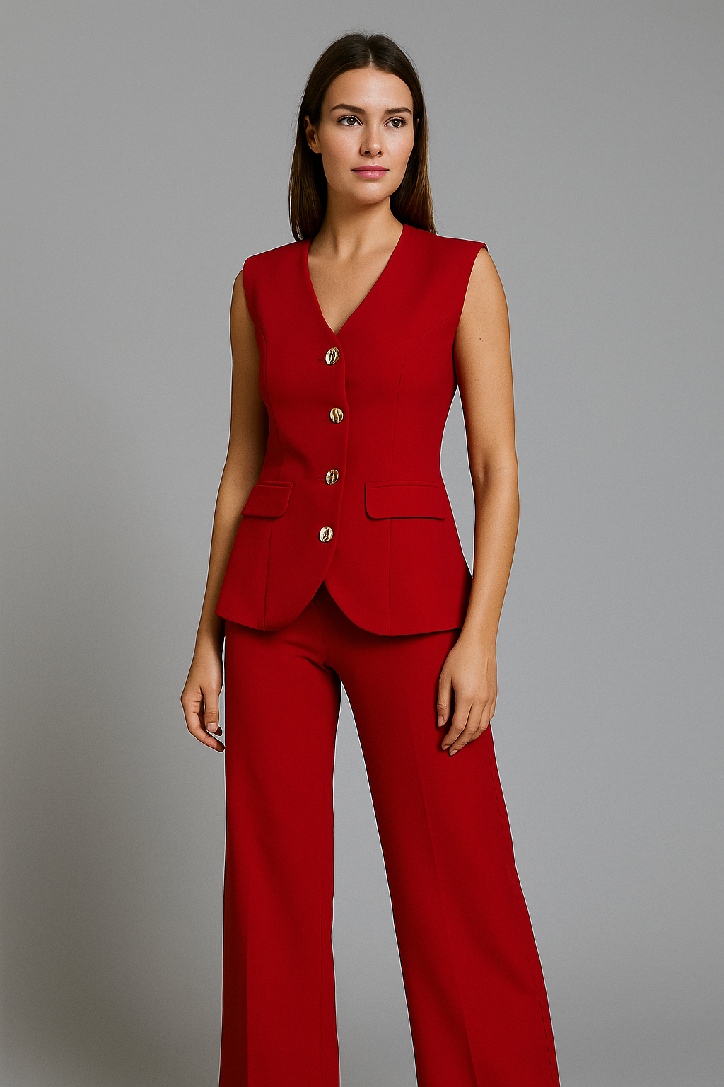 Set Doris Talla Compartida 2PZS Con Bolsas a los costados Moda Tendencia Con Botones Para Petit y Curvy