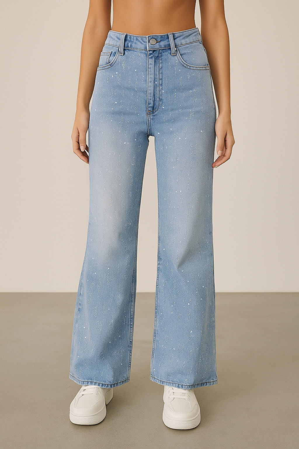 Pantalon T7073 Mezclilla Claro Con Lluvia De Estrellas Talla 5-15 Petit Curvy Moda Femenina Mexicana Tendencia Viral Casual Para Uso Diario