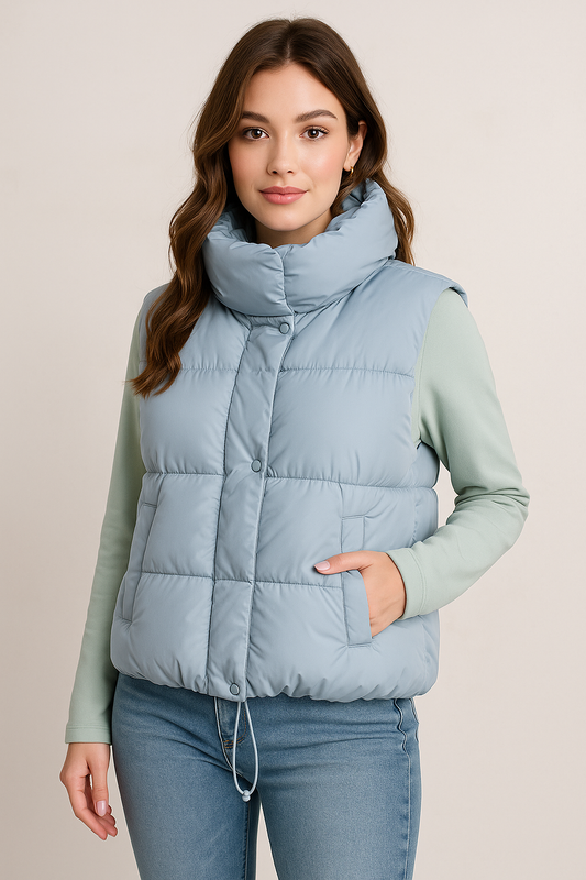 Chaleco Puffy Acolchado Stormy J0092 Con Bolsas Funcionales Detalles En toda Chamarra Cómoda y Versátil  Perfecta Para El Día Día  Talla S , M y L  Para Esta Temporada Moda Femenina Viral Petit Curvy