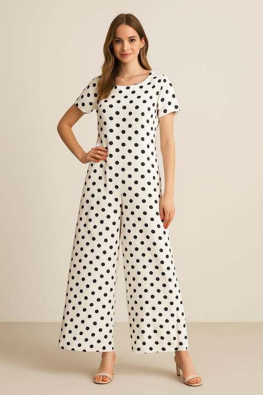 Boho Giverny Lunares. Modelo Comodo, Fresco, Casual, Femenino, Para Tallas Petit, Curvy, De Caida Suelta Y Fluida, Favorecedor, De Patas Anchas.