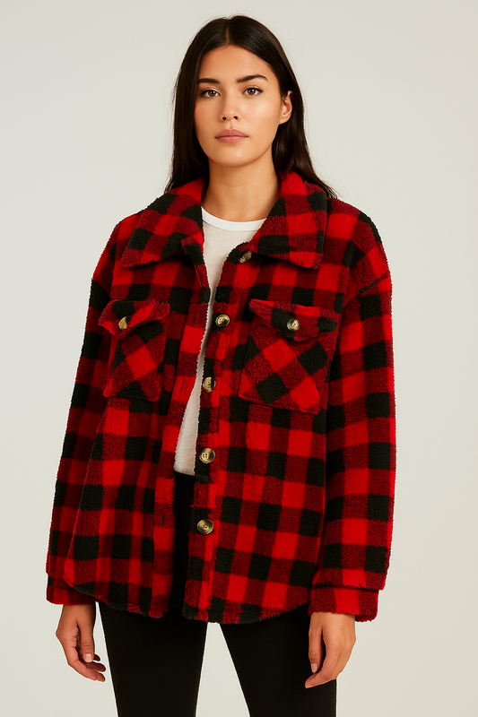 Camisola Nordic JK1078H Talla Compartida S/M y G/XL Teddy Con Botones Carey Ideal Para El Invierno Para Petit y Curvy Tendencia Viral Moda Femenina Con Bolsas Funcionales Casual Otoñal Invierno