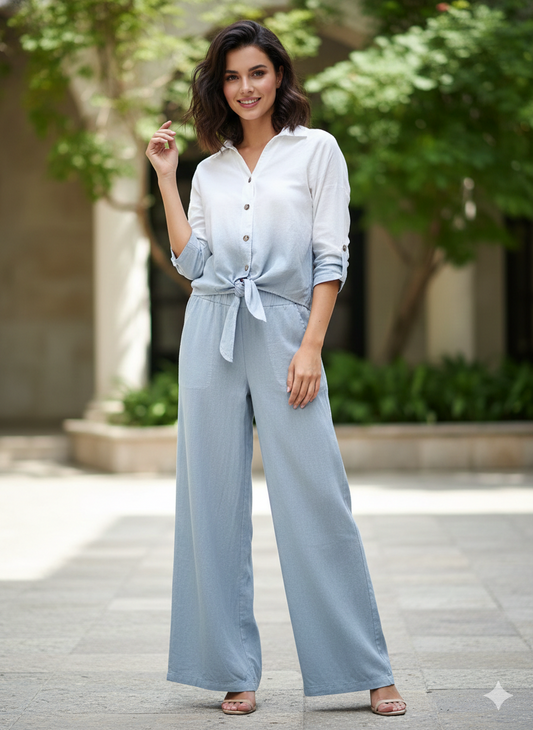 Set M5333SE Celeste. Comodidad Que Equilibra Perfectamente La Elegancia Con La Frescura, Super Femenino Y Versatil.