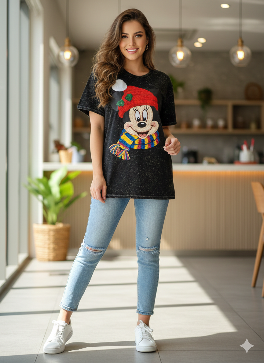 Blusa Algodon Raton Navideño. Comodo, Casual, Femenino, De Tela Suave, Versatil y Chic.