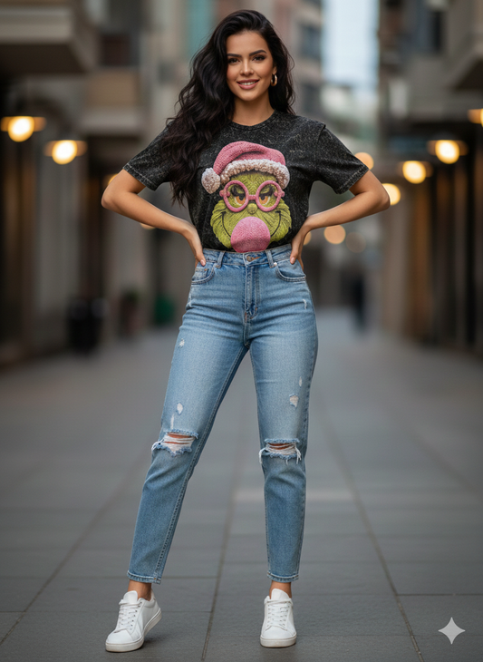 Blusa Bomba Sonrrisa Verde. Casual, De Tela Suave, Combinable, Femenino, Chic Con Aires Navideños.