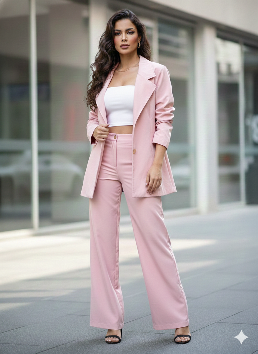 Set Noir Popelina Satin. Modelo Que Resalta El Equilibrio Entre La Sofisticacion Moderna Y La Versatilidad, Proyecta Mucha Seguridad Y Buen Gusto, Es Super Femenino Y De Silueta Favorecedora, De Tallas S/m Y G/XG.