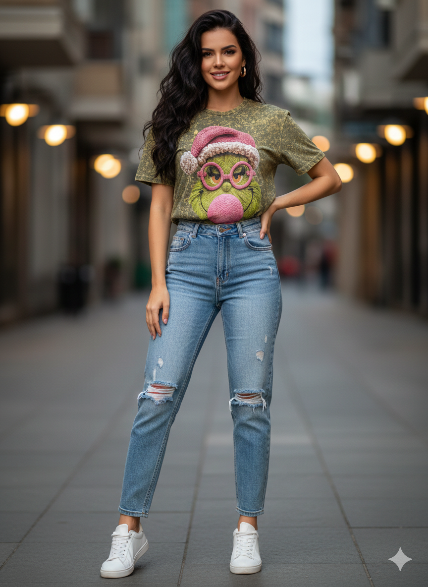 Blusa Bomba Sonrrisa Verde. Casual, De Tela Suave, Combinable, Femenino, Chic Con Aires Navideños.