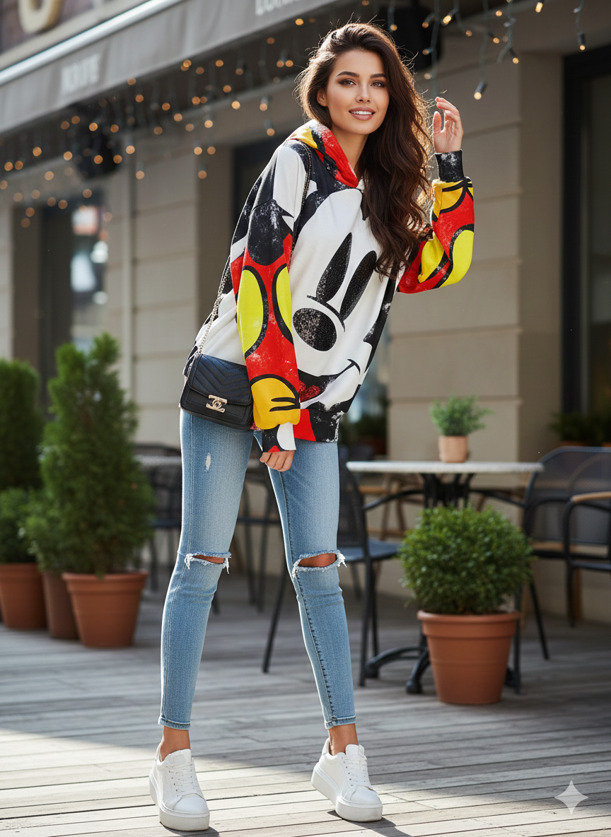 Hoodie Artista Secreto. Pieza De Moda Audaz, Oversize, Con Vibrante Estampado, Con Look Casual, Chic Y Comoda.