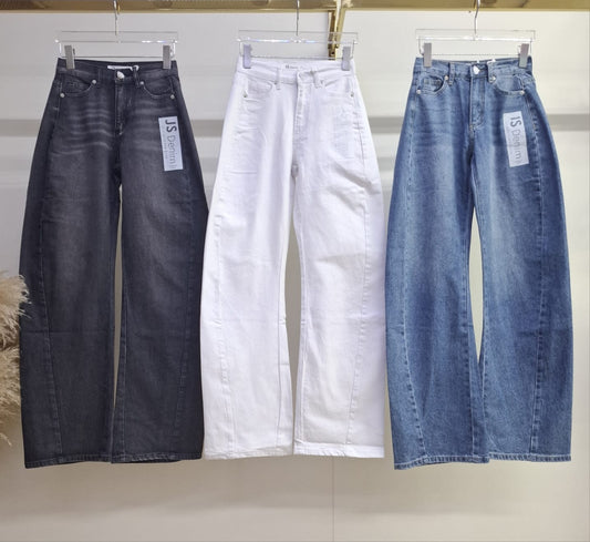 Jeans de barril de tiro medio