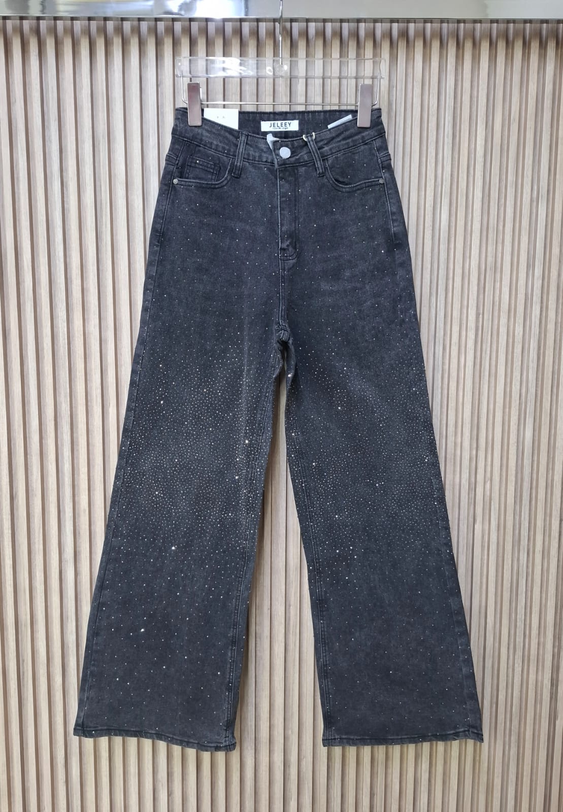 Pantalon T7056 Brillos Talla 5-15 Mezclilla Oscura Con Brillos En La Parte De Enfrente Corte Recto Para Petit y Curvy Moda Femenina Mexicana Tendencia Casual Para El Dia a Dia Viral