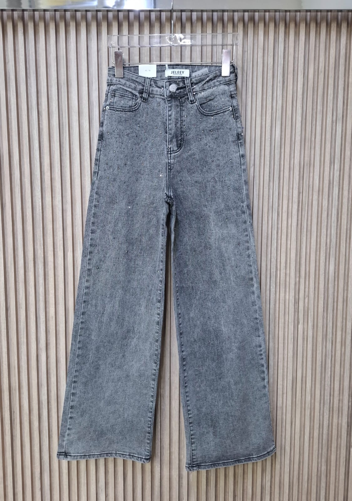 Pantalon D9007-1 Con Brillos En La Parte De Enfrente Bolsas Funcionales Corte Recto Tallas 5-15 Semi deslavado Denim Oscuro Moda Femenina Elegante Casual Viral tendencia Petit y Curvy Uso dia a dia