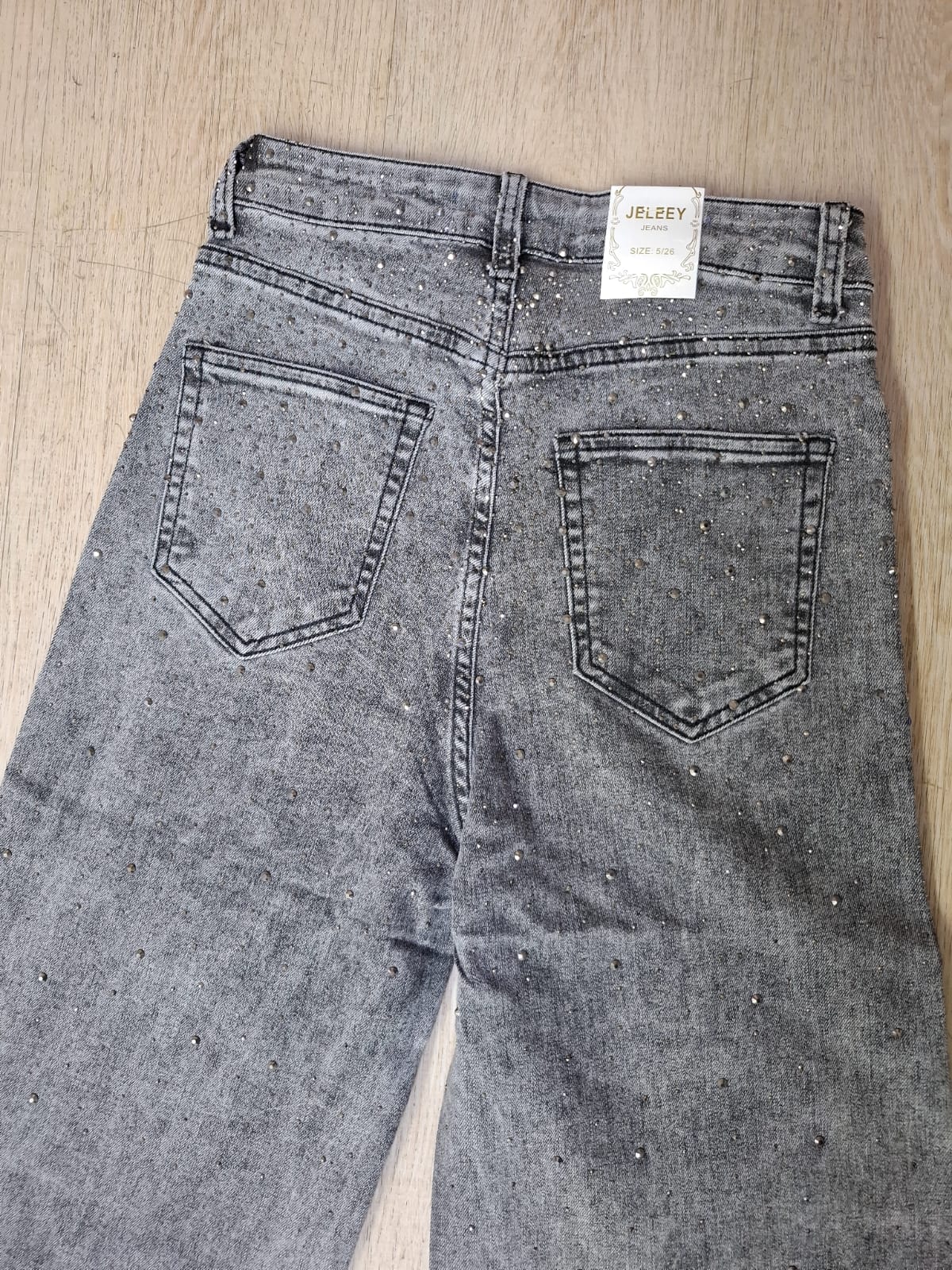 Pantalon D9007-1 Con Brillos En La Parte De Enfrente Bolsas Funcionales Corte Recto Tallas 5-15 Semi deslavado Denim Oscuro Moda Femenina Elegante Casual Viral tendencia Petit y Curvy Uso dia a dia