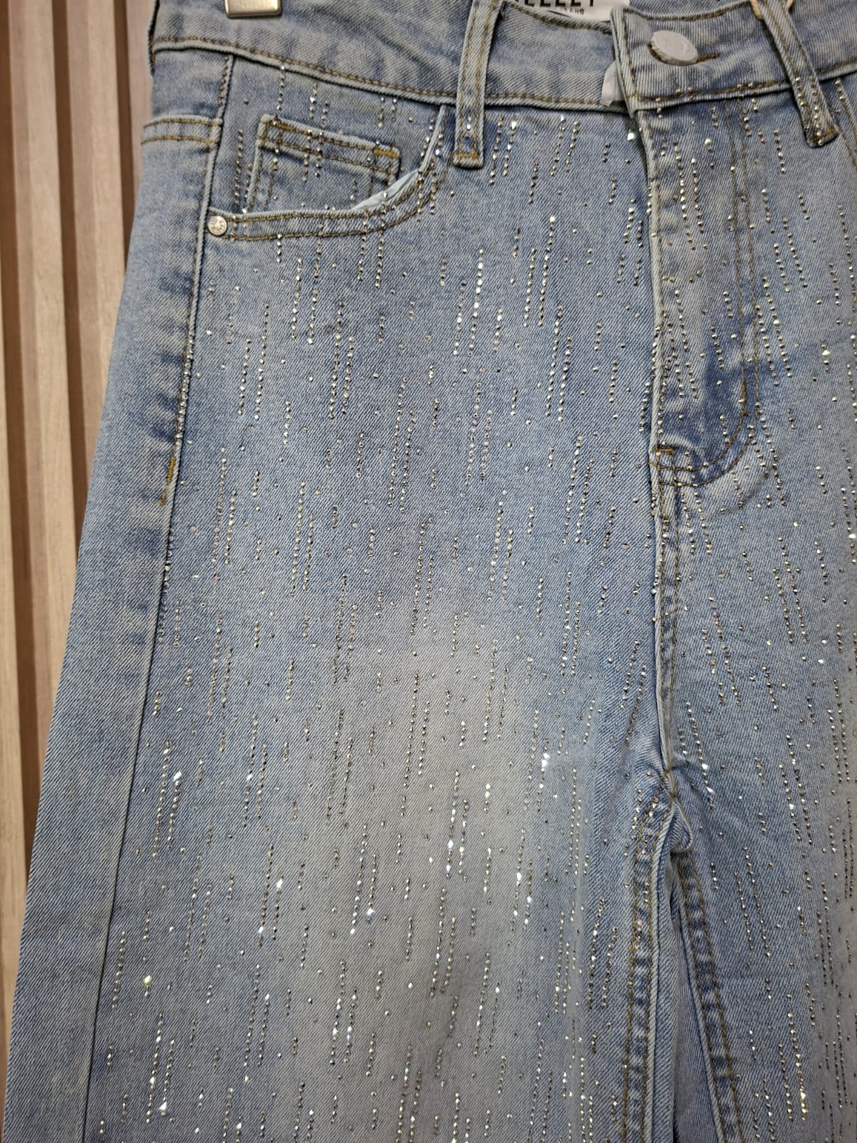 Pantalon T7073 Mezclilla Claro Con Lluvia De Estrellas Talla 5-15 Petit Curvy Moda Femenina Mexicana Tendencia Viral Casual Para Uso Diario