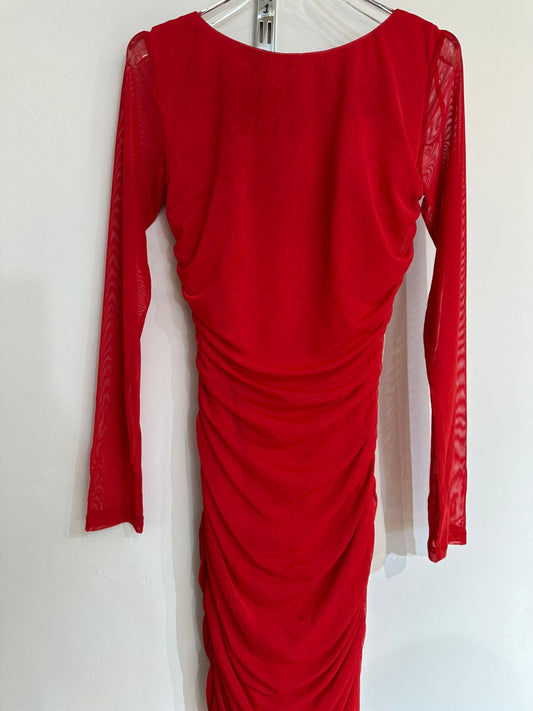 Vestido Mess Corto Manga Larga Con mesh Corrugado Ideal Para Salidas Especiales Con Cierre Invisible Trasero Para Mujer Moda Femenina Tendencia Viral