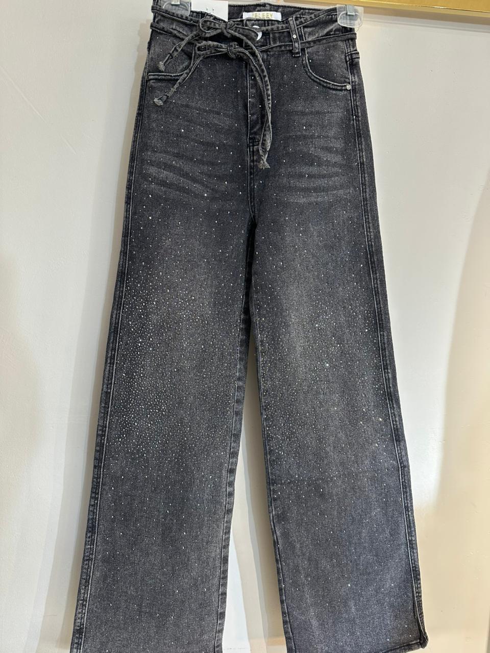 Pantalon BW3027 Denim Negro Deslavado Con Jareta Incluida Corte Recto 3-13 Para Mujer Ideal Para Uso Diario Viral tendencia Moda Femenina