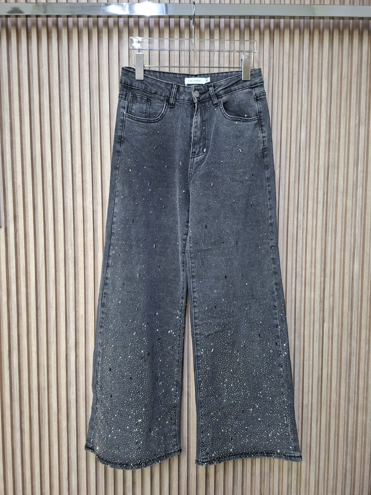 Pantalon LM1080 Con Brillos Tipo Espejo Denim Oscuro Claro y Negro Con Bolsas Funcionales Para Cualquier Ocasion Casual Moda Femenina Tendencia Viral