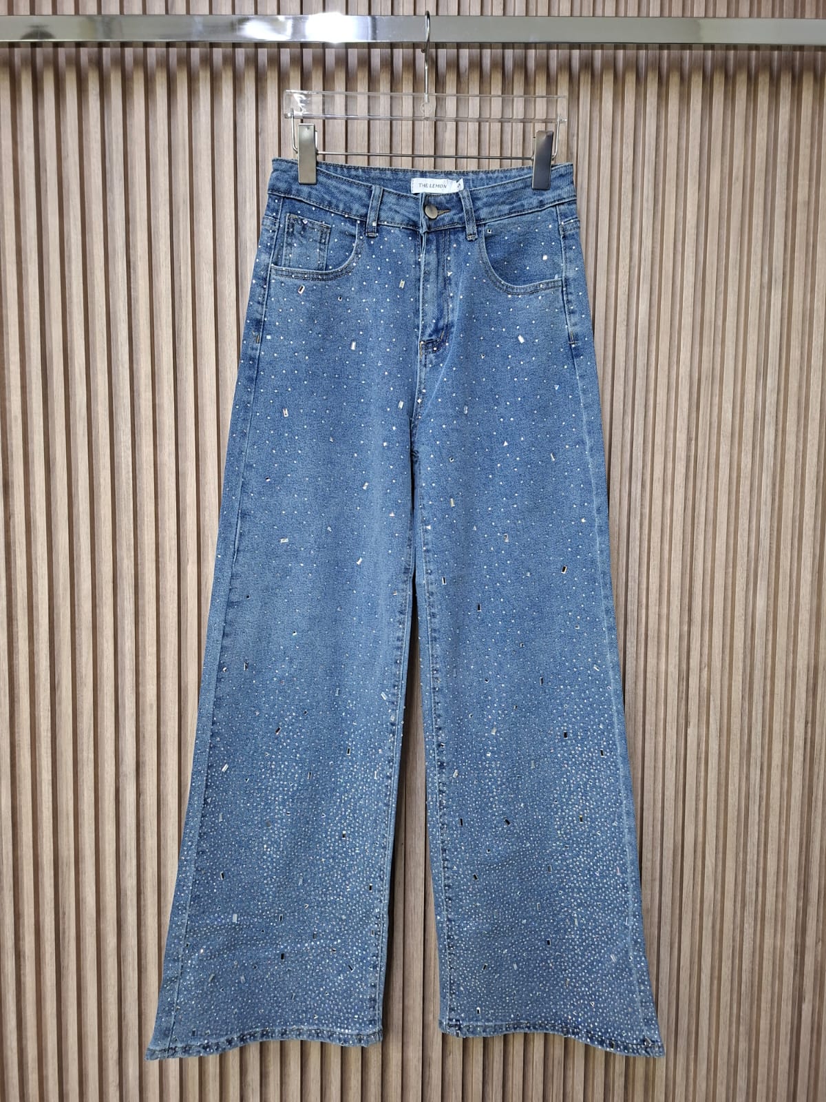 Pantalon LM1080 Con Brillos Tipo Espejo Denim Oscuro Claro y Negro Con Bolsas Funcionales Para Cualquier Ocasion Casual Moda Femenina Tendencia Viral