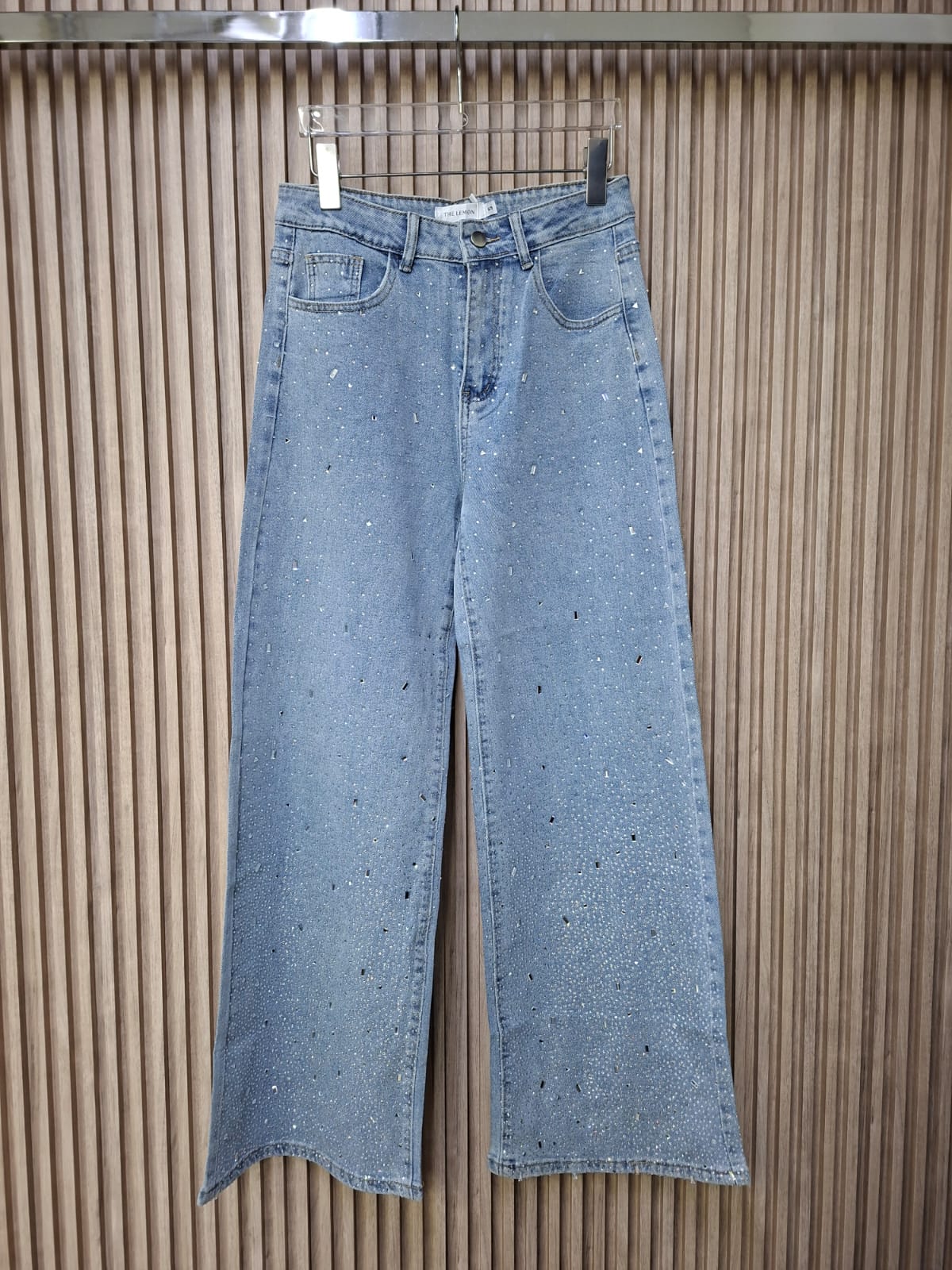 Pantalon LM1080 Con Brillos Tipo Espejo Denim Oscuro Claro y Negro Con Bolsas Funcionales Para Cualquier Ocasion Casual Moda Femenina Tendencia Viral