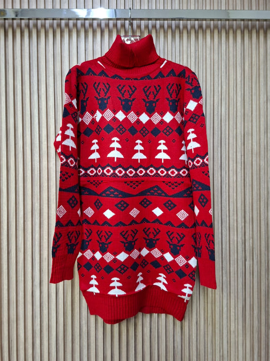 Maxi Suéter Tejido 'Hyggie': Largo, Suave y con Patrones Navideños