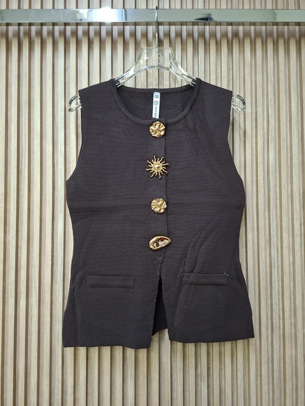 Chaleco FF-12551 Tejido Escarlata. Elegante, Combinable, Clasico, Casual, Femenino