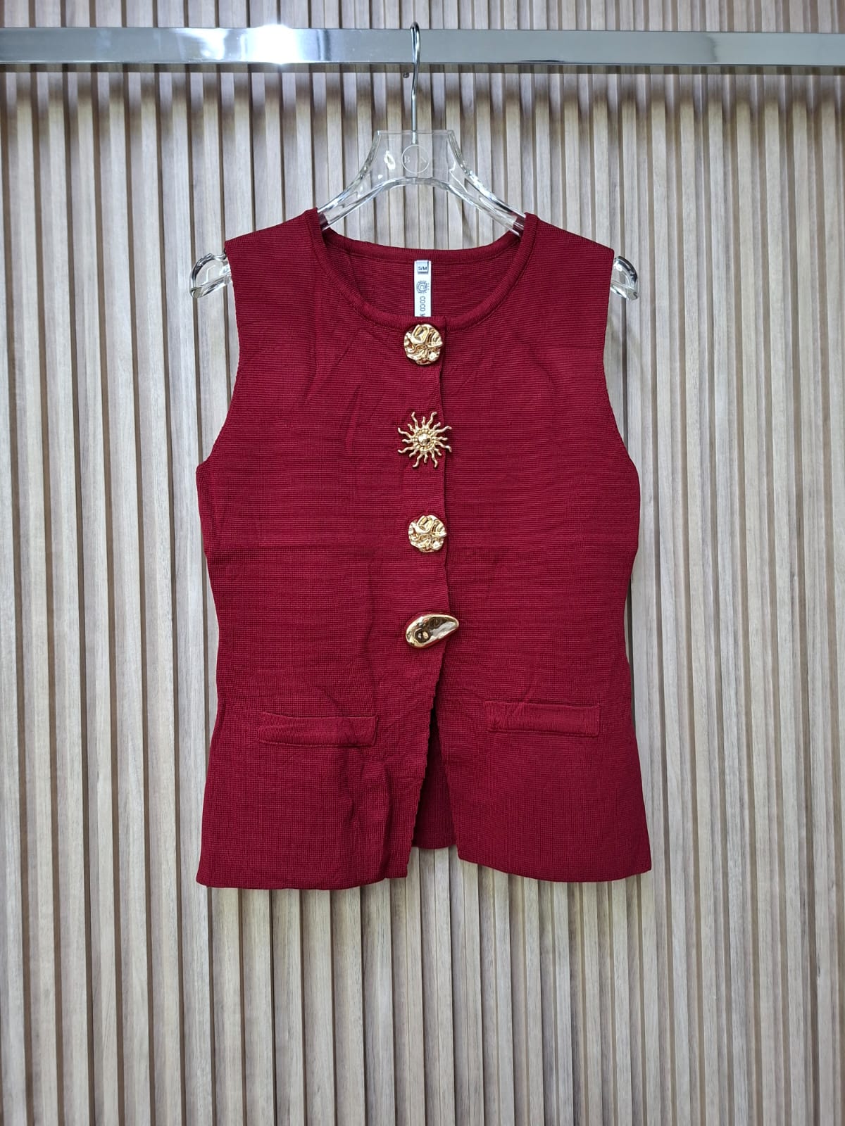 Chaleco FF-12551 Tejido Escarlata. Elegante, Combinable, Clasico, Casual, Femenino