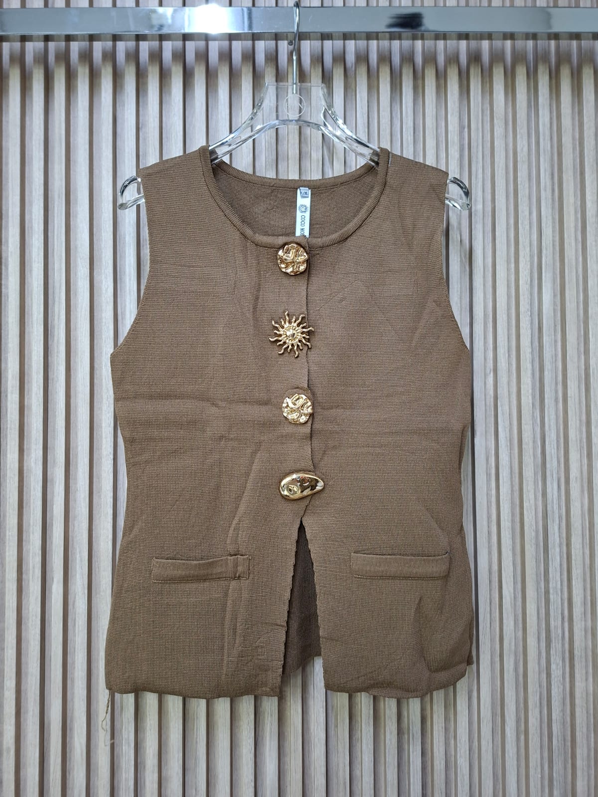 Chaleco FF-12551 Tejido Escarlata. Elegante, Combinable, Clasico, Casual, Femenino