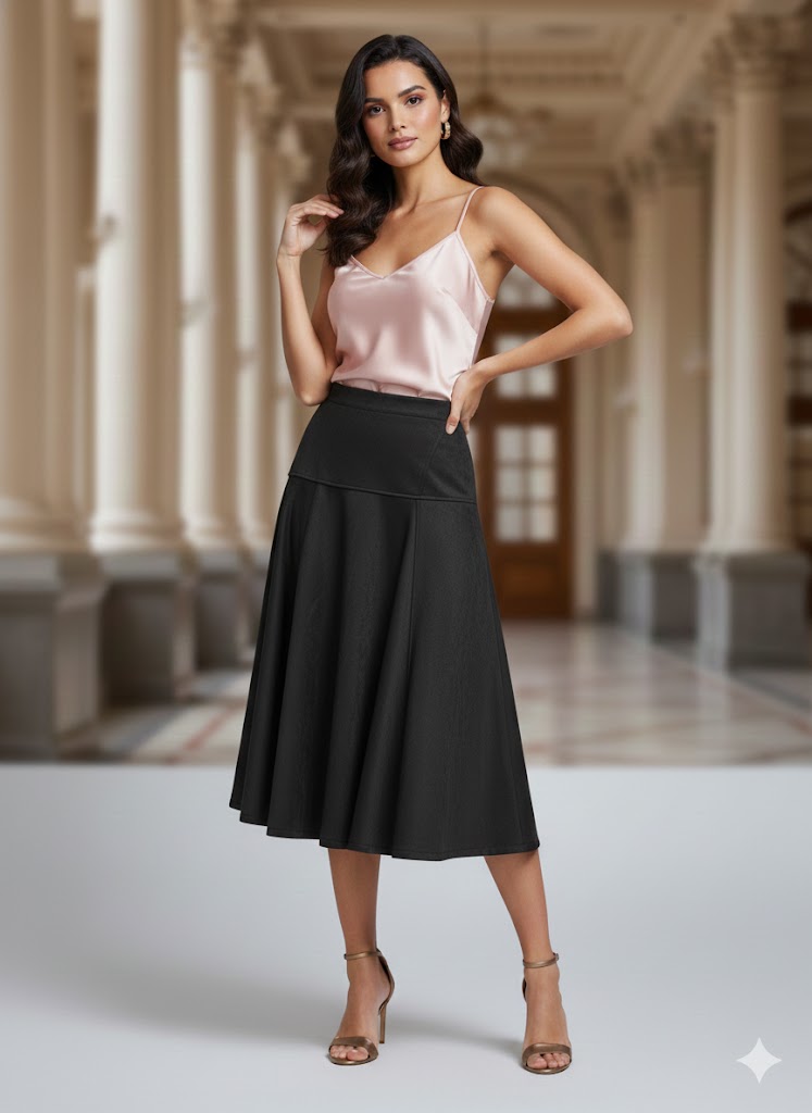 Falda Gamuza Arya. Super Comoda, Femenina, Con Corte A Que Le Da Una Caida Espectacular Al Caminar, Modelo Casual Y Versatil, En Tallas Compartidas S/M Y M/G.