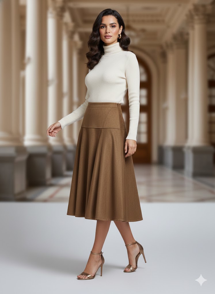 Falda Gamuza Arya. Super Comoda, Femenina, Con Corte A Que Le Da Una Caida Espectacular Al Caminar, Modelo Casual Y Versatil, En Tallas Compartidas S/M Y M/G.