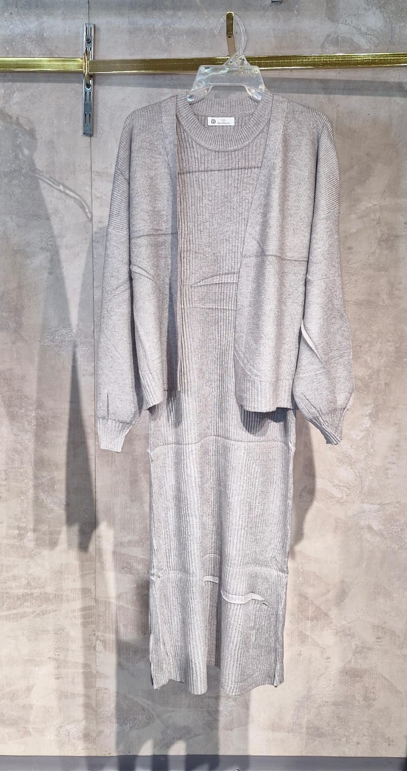 Vestido Mari Tejido Unitalla con Suéter Cárdigan  Petit Curvy Moda Femenina Mexicana Para el Día Dia