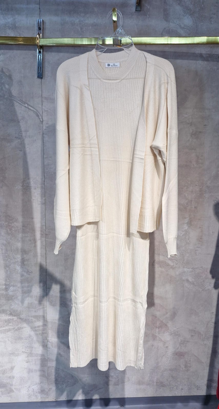 Vestido Mari Tejido Unitalla con Suéter Cárdigan  Petit Curvy Moda Femenina Mexicana Para el Día Dia