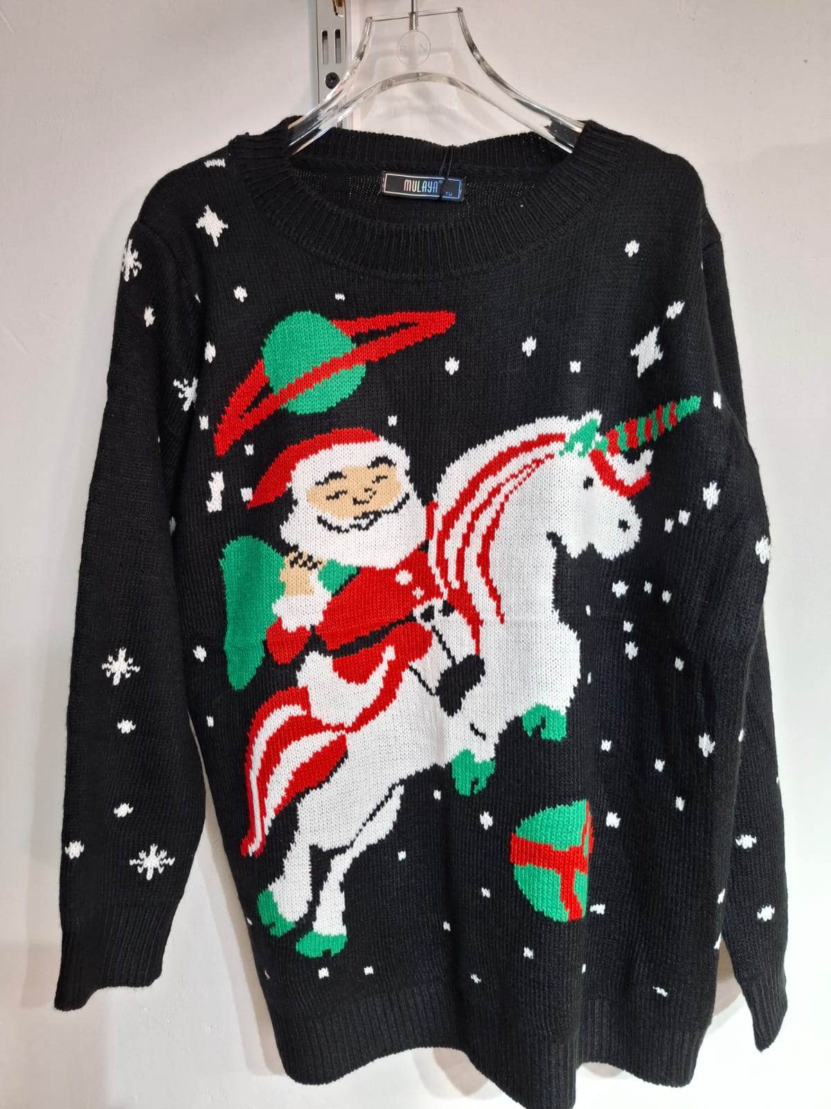 Sueter Santa Galaxia Unitalla Unico Tono Tejido Ideal Para Esta Temporada Navideña Casual Para Navidad Uso Diario Manga Larga Color Negro Petit Curvy