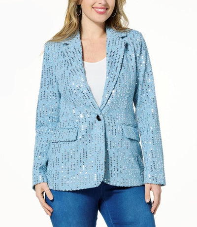 Blazer 41277 Cielo de Lentejuelas. Es Una Pieza Deslumbrante, Llamativo, Elegante, Combinable, Chic, Femenino, Con Un Corte Clasico Y Favorecedor.