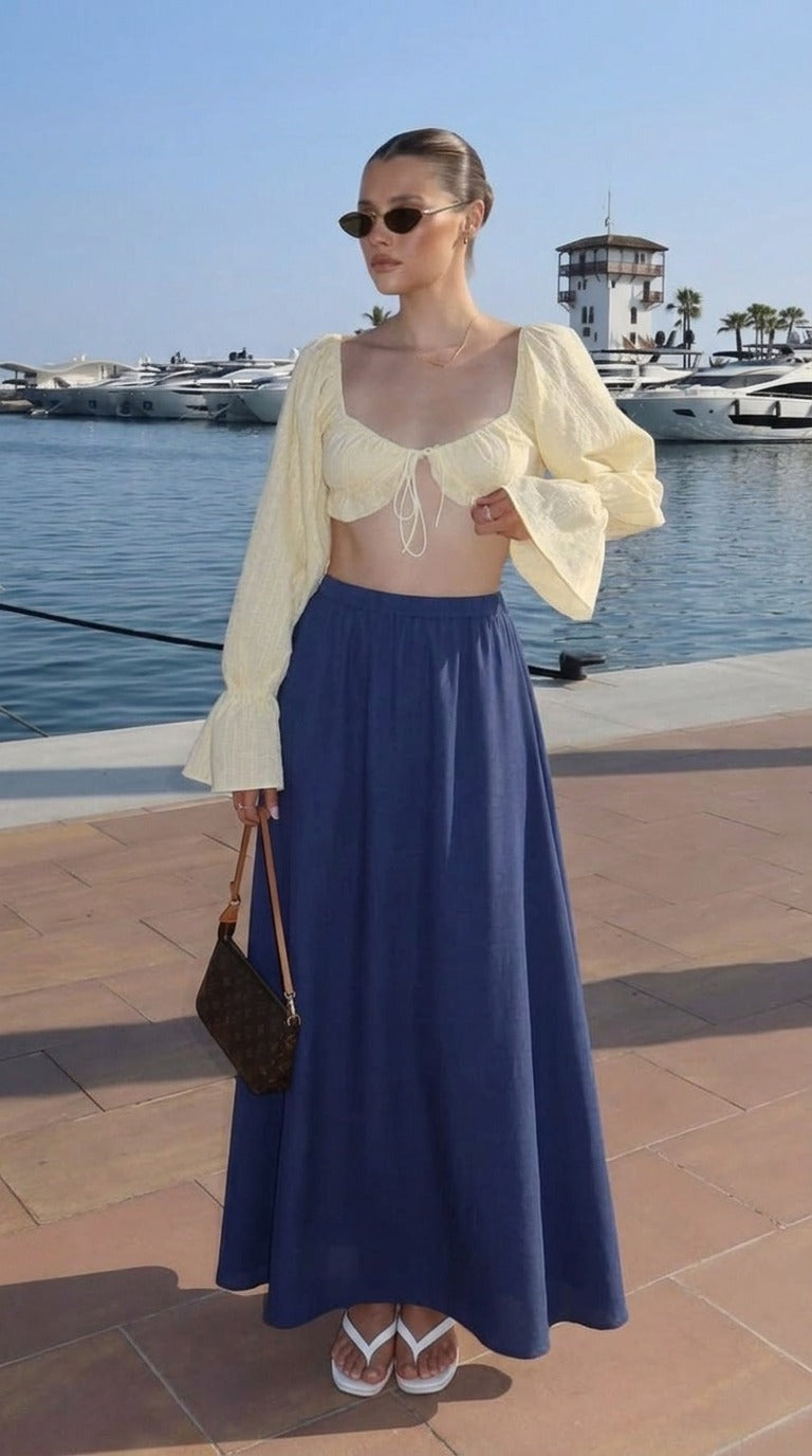 Maxi Falda Lorena De Mezclilla Suave.