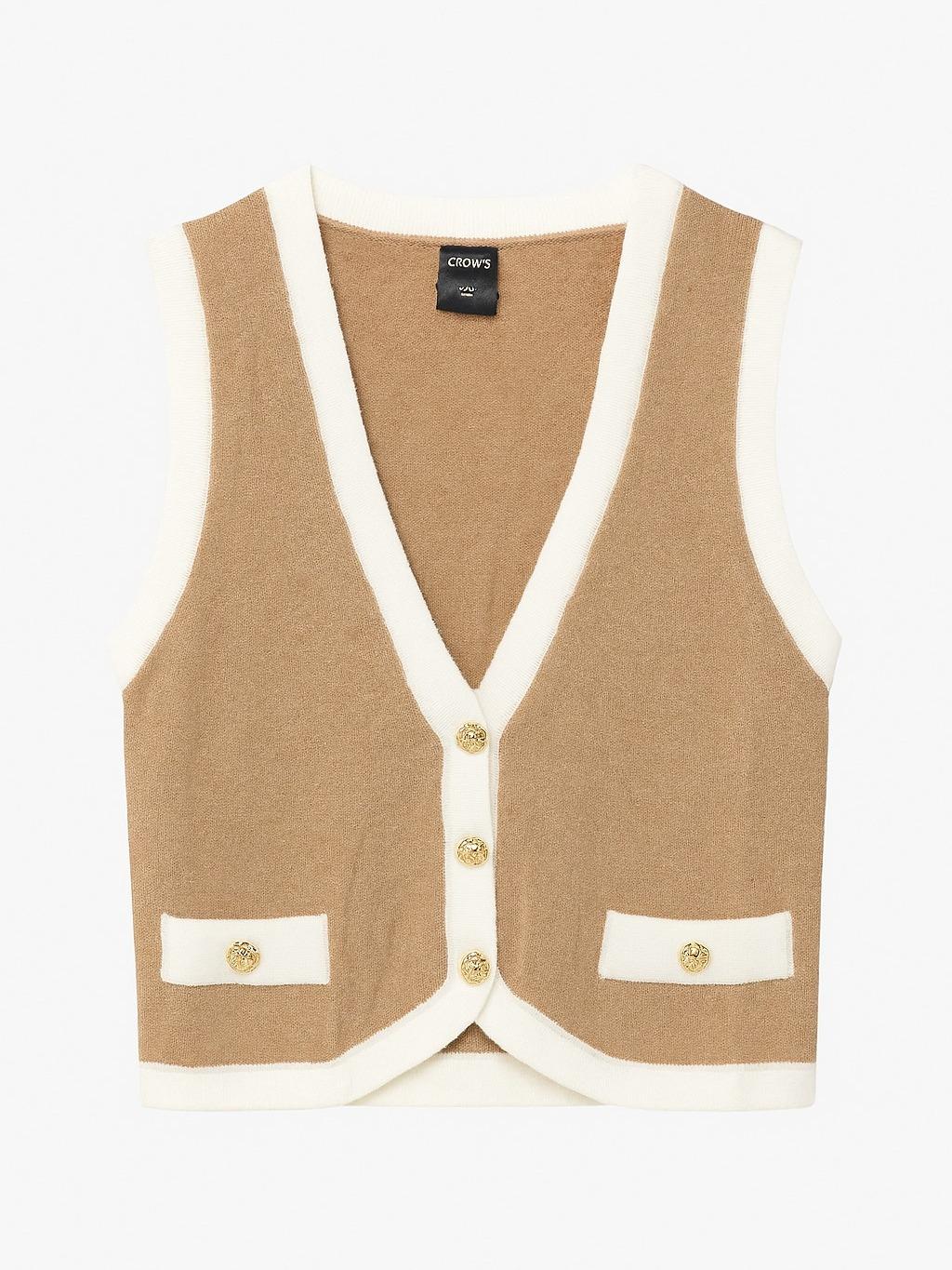 Chaleco Sof Con Botones Y Bolsas  De Adorno Con Boton Unitalla Casual Para el dia a dia